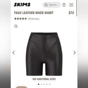 SKIMS *sold out* black faux leather biker shorts size S